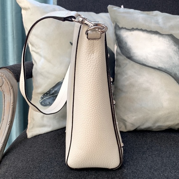 Rebecca MINKOFF StuddedOff White Pebbled Leather Bucket Bag - Picture 3 of 16